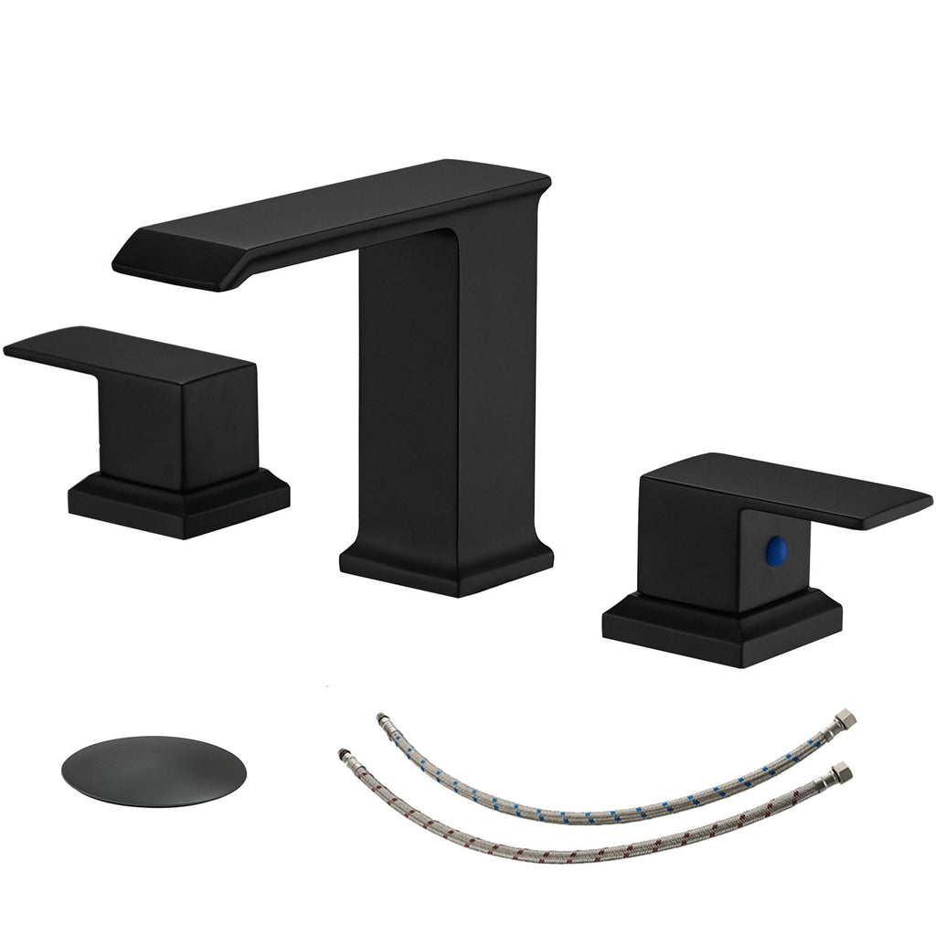 8 in. Waterfall Widespread 2-Handle Bathroom Faucet With Pop-up Drain Assembly