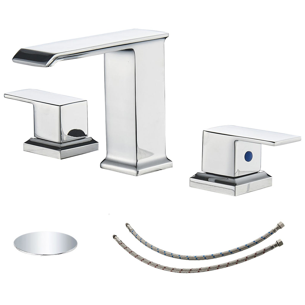 8 in. Waterfall Widespread 2-Handle Bathroom Faucet With Pop-up Drain Assembly