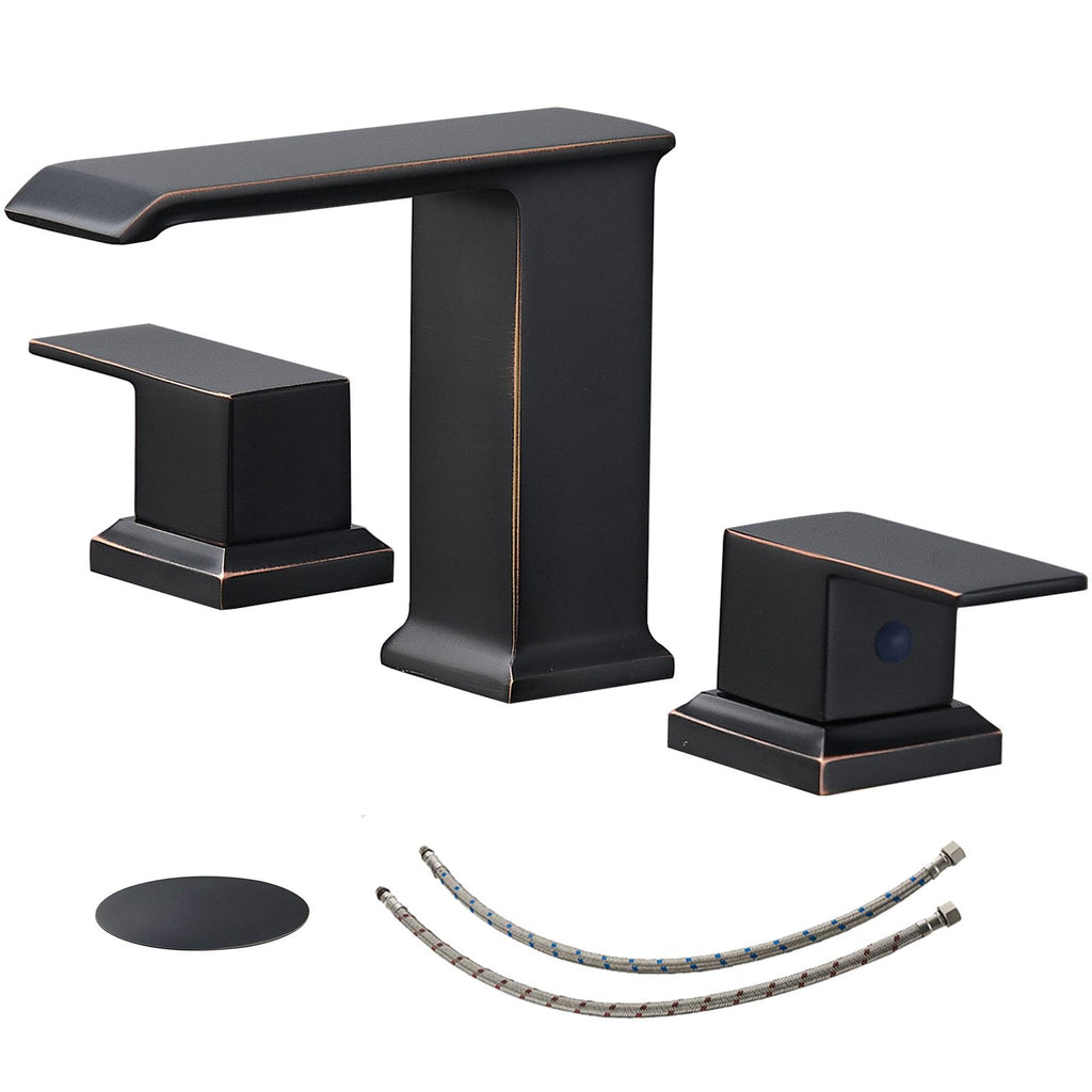8 in. Waterfall Widespread 2-Handle Bathroom Faucet With Pop-up Drain Assembly