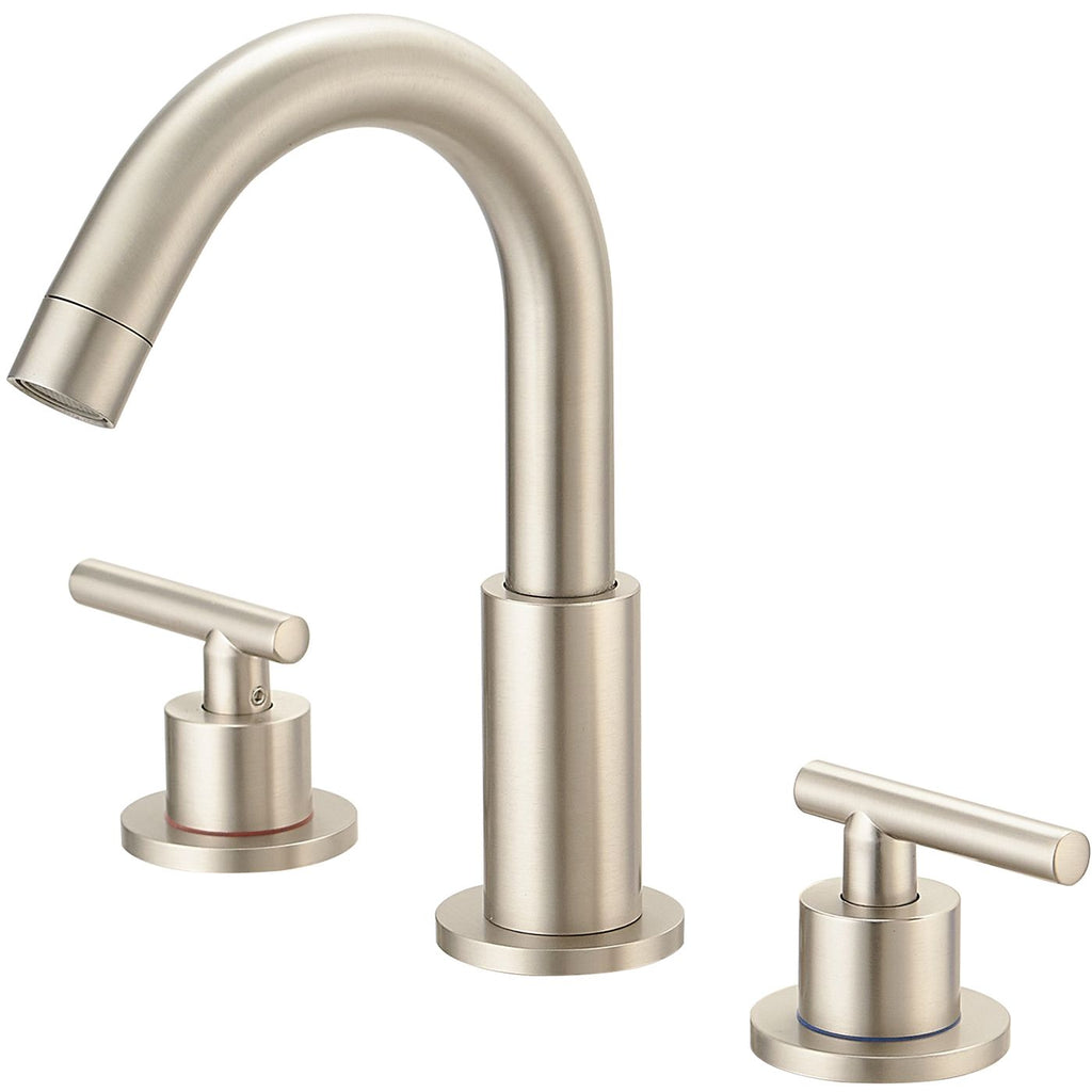 8 in. Widespread 2-Handle Mid-Arc Bathroom Faucet with Valve and cUPC Water Supply Lines in Brushed Nickel