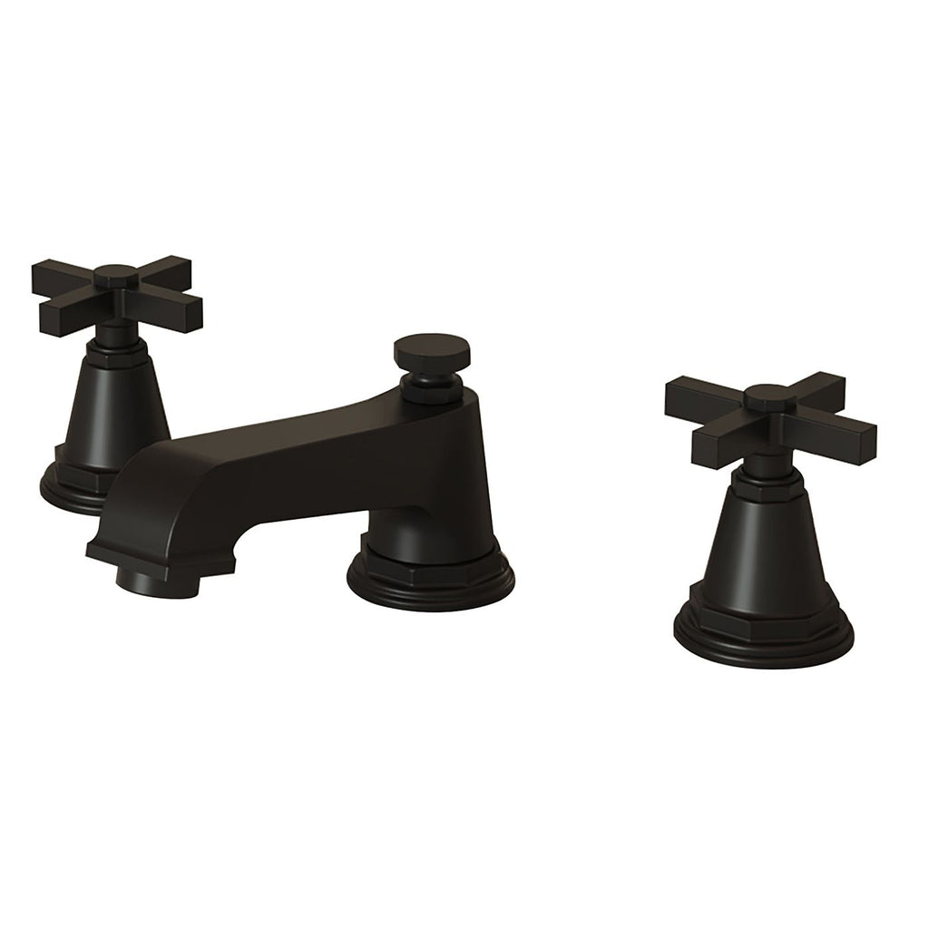 8 in. Widespread Double Handle 3 Hole Bathroom Faucet Water-Saving With Metal Drain In Matte Black