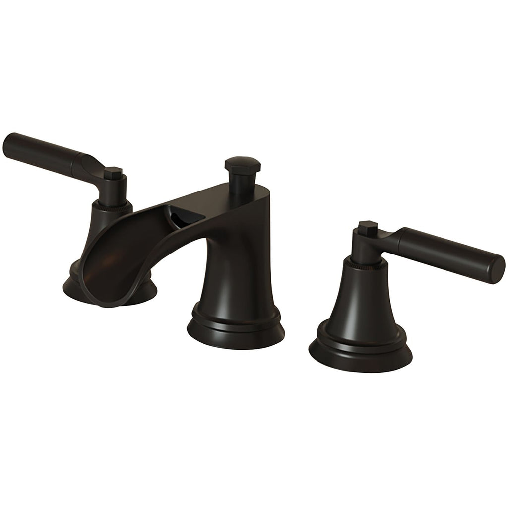 8 in. Widespread Double-Handle 3-Hole Waterfall Bathroom Faucet Water-Saving with Metal Drain in Brushed Gold