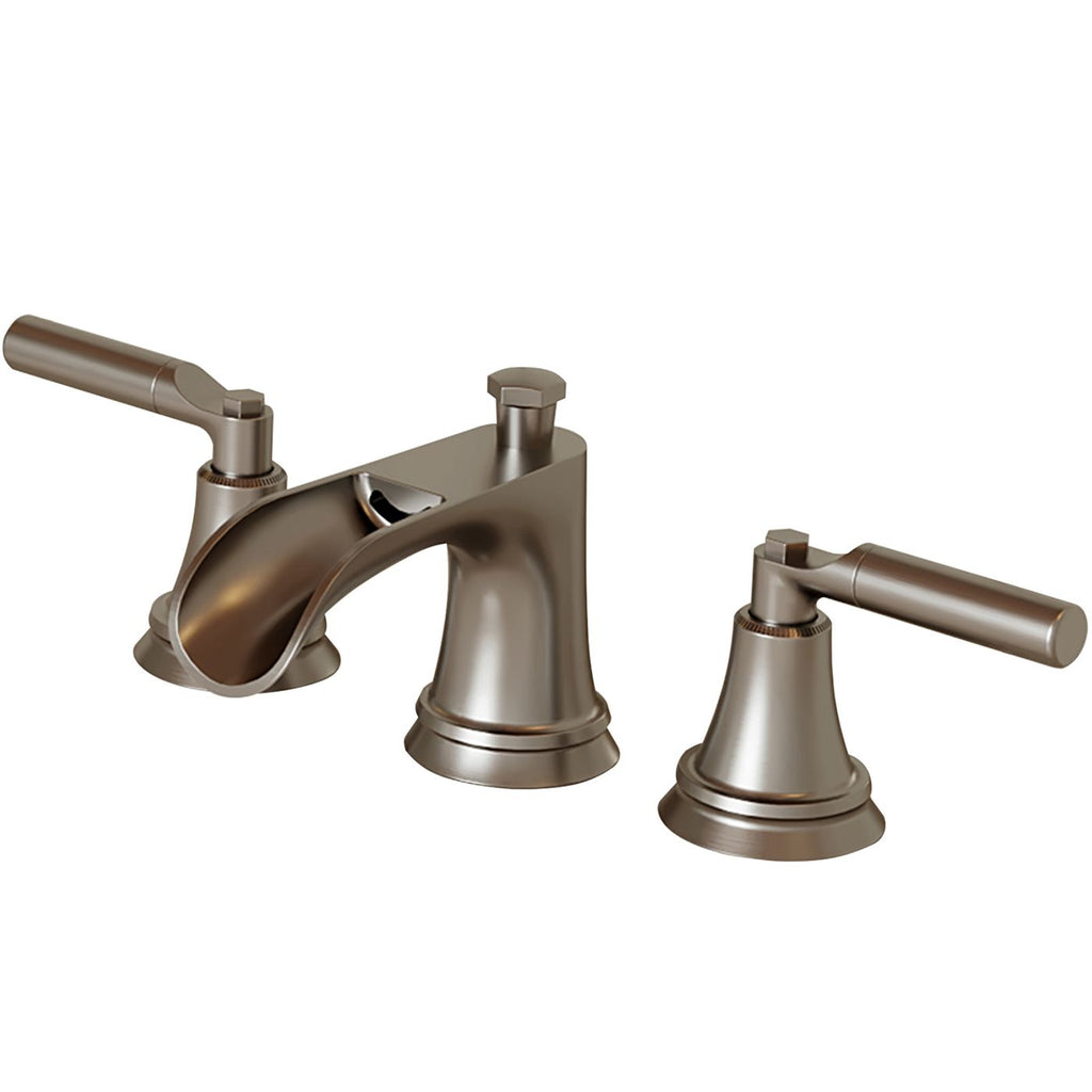 8 in. Widespread Double Handle 3 Hole Waterfall Bathroom Faucet Water-Saving With Metal Drain In Brushed Nickel