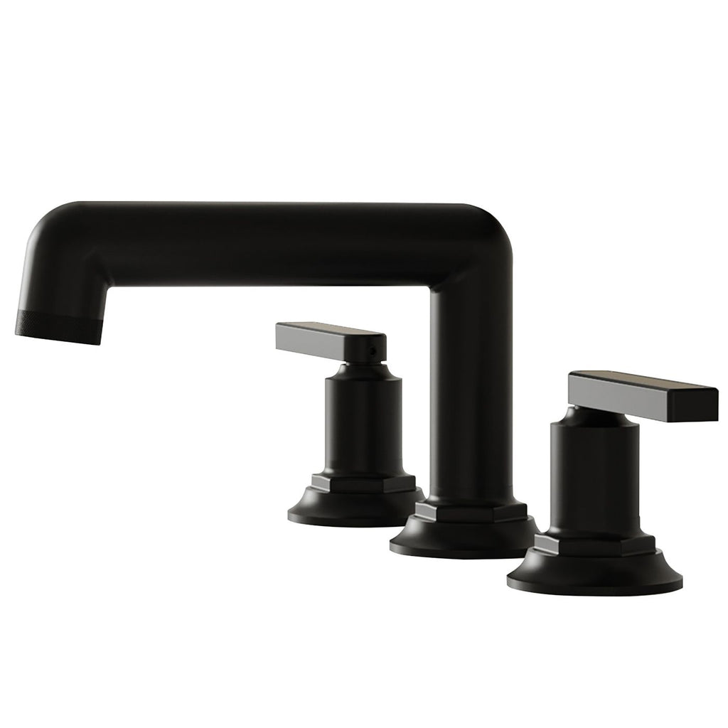 8 in. Widespread Double Handle Bathroom Faucet 3 Holes Vanity Sink Water-Saving With Metal Drain In Matte Black