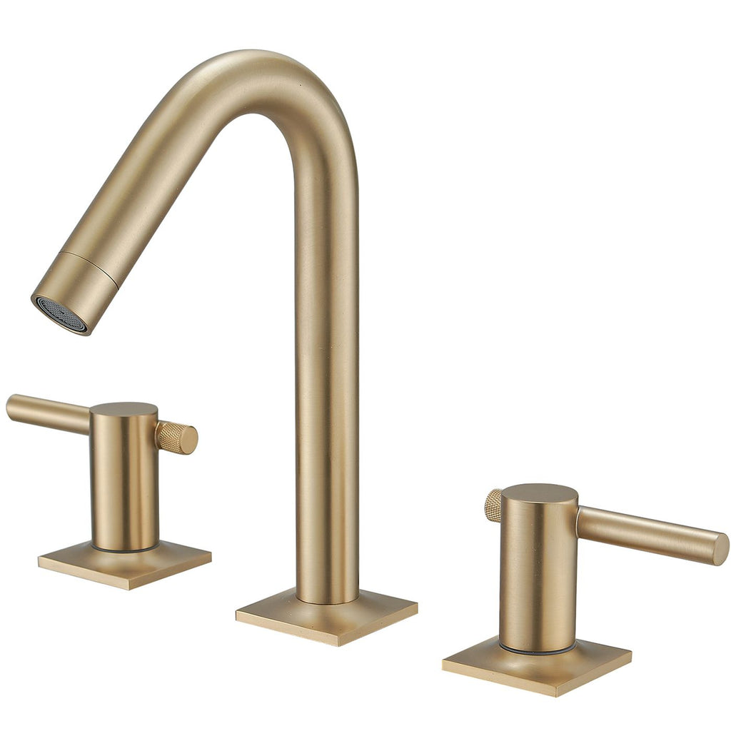 8 in. Widespread Double Handle High-Arc Bathroom Faucet Water-Saving With Drain Kit In Brushed Nickel
