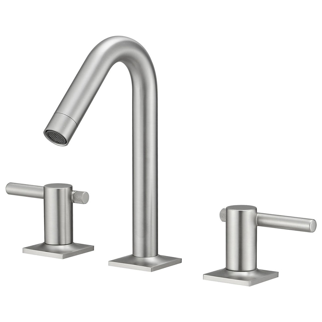 8 in. Widespread Double Handle High-Arc Bathroom Faucet Water-Saving With Drain Kit In Brushed Nickel