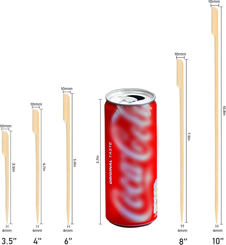 8 Inch Bamboo Skewers 100PCS Food Appetizer Toothpicks Wide Flat Paddle Bamboo Wood Picks for Cocktail, Marshmallow, Fruit, Grilling, Drink, BBQ, Barbecue, Yakitori Chicken, Fondue, Roasting