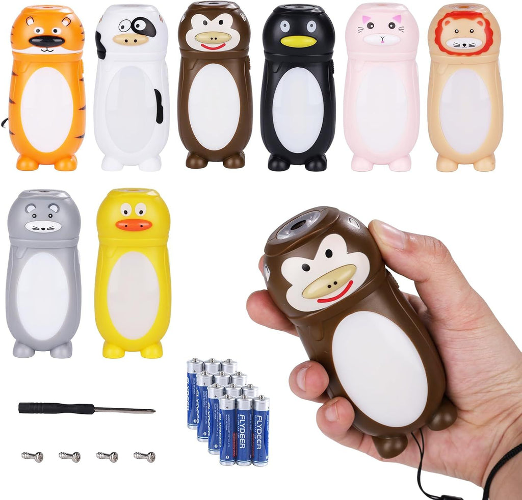 8 Pack Animal Flashlights for Kids 2 in 1 Toddler Flashlight Camping Lantern Flashlights Stocking Stuffers for Kids Toddlers Lantern Cute Flashlight Christmas Gift for Girls Boys
