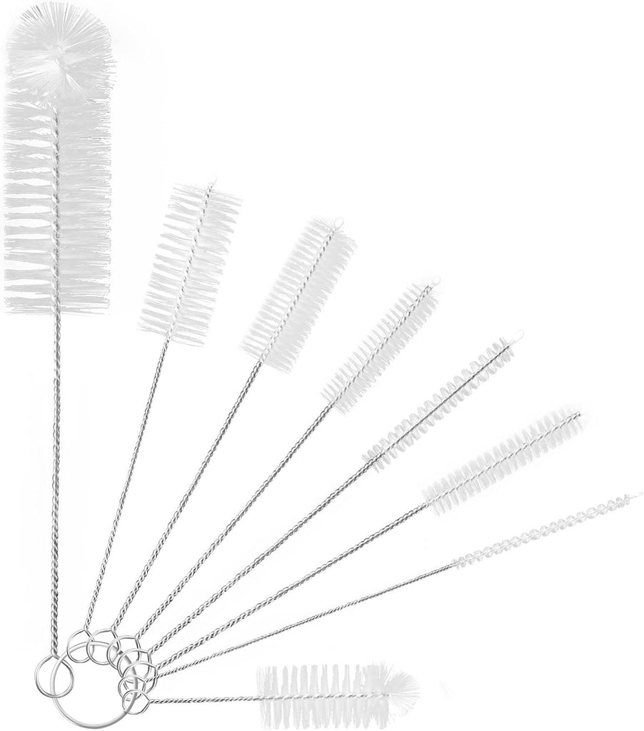 8 Pcs Bottle and Straw Cleaner, Long Deep Nylon Brush with Bendable Stainless Steel Flexible Handles for Bottles, Straws, Pipes, Wine Decanter, Sinks and Cup Cover