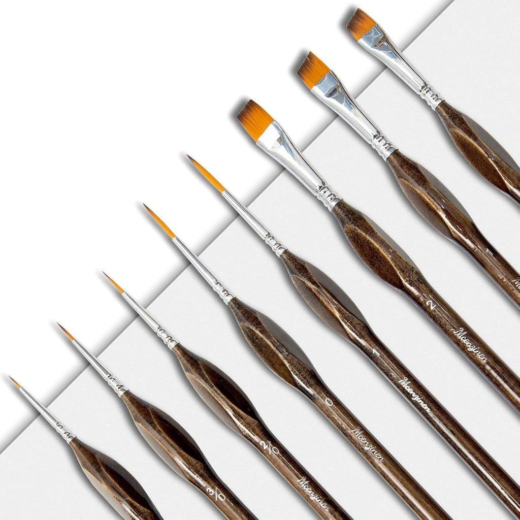 8 Pcs Exquisite Detail Paint Brush Set with Copper Tube and Special Double  Wire   Binding Process  Birch Wood PenTriangular Grip. Suitable Oil Watercolor Acrylic Digital Painting
