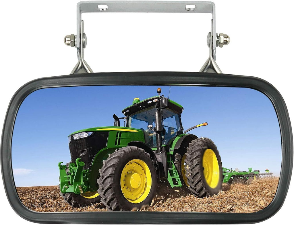8" x 4" Universal Stainless Steel Rectangular Convex Rear View Mirror with U-Bracket for Tractors Trucks Forklifts Boats (Pack of 1)
