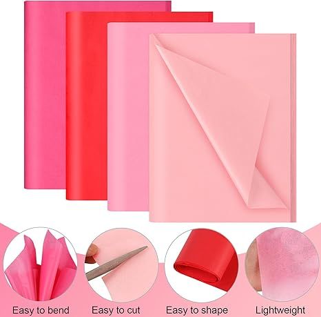 80 Sheets 20"20" Colored Tissue for Gift Bags, Weddings, Birthday Parties, DIY Crafts (Pink)