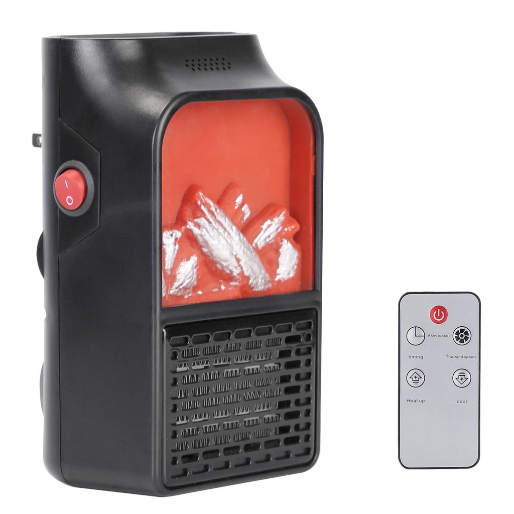 800W Plug-In Space Heater Wall Outlet Heater with 360° Rotatable Plug Adjustable Temperature 2 Wind Speeds Remote Control