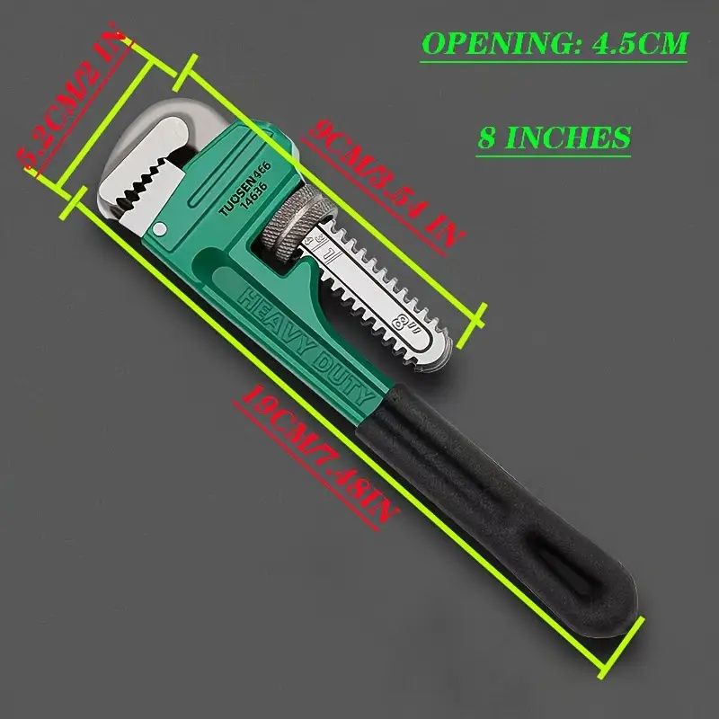 8/12/14/18 Inch Professional Multi-Size Pipe Wrench - Heavy Duty Plumbing Tool For Industrial Repair, Automotive & Home Use, Ergonomic Grip, Anti-Slip Design, Corrosion-Resistant Metal Construction