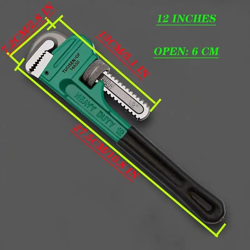 8/12/14/18 Inch Professional Multi-Size Pipe Wrench - Heavy Duty Plumbing Tool For Industrial Repair, Automotive & Home Use, Ergonomic Grip, Anti-Slip Design, Corrosion-Resistant Metal Construction