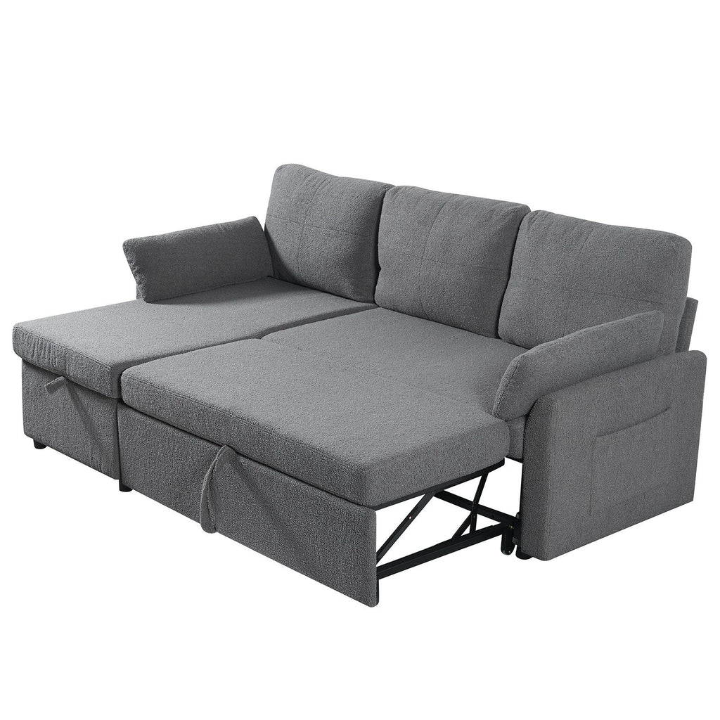 84.2" Sleeper Sofa Bed,Pull Out Sofa Bed with Storage Chaise L Shape Sectional Sofa
