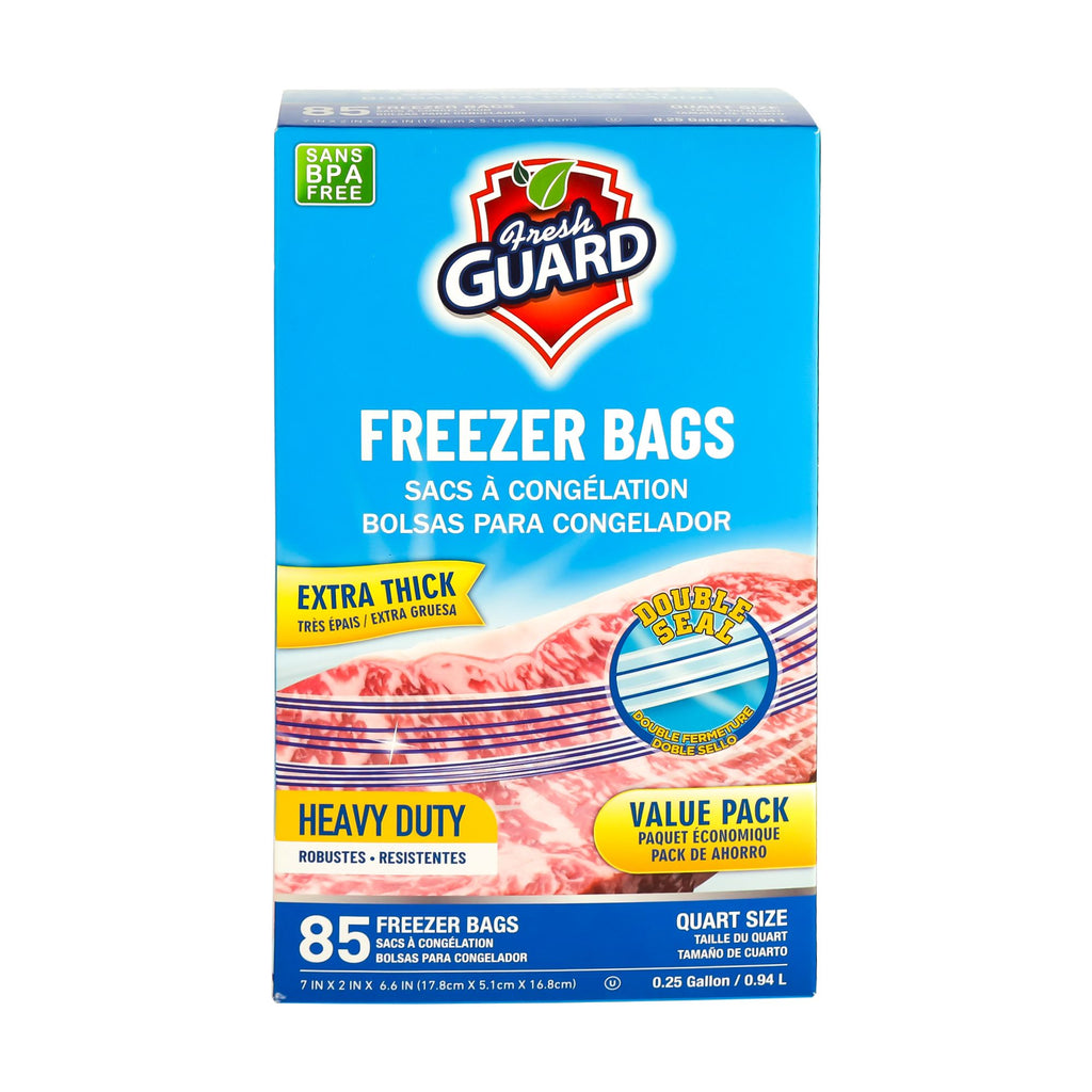 85 Count Heavy Duty Freezer & Refrigerator Storage Bags - Quart Size, Resealable with Easy-Open Tabs, Heavy Duty Heavy Duty Design for Fruits, Vegetables, Meats,