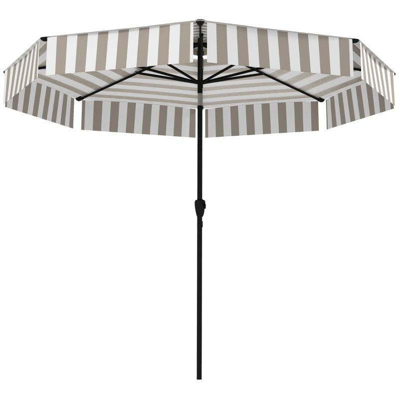8.6FT Patio Umbrella, UPF 30+ Outdoor Market Umbrella, 2-Tier Vented Patio Table Umbrella with Crank 8 Ribs, Tiltable Porch Umbrella for Garden Deck Poolside, Light Gray