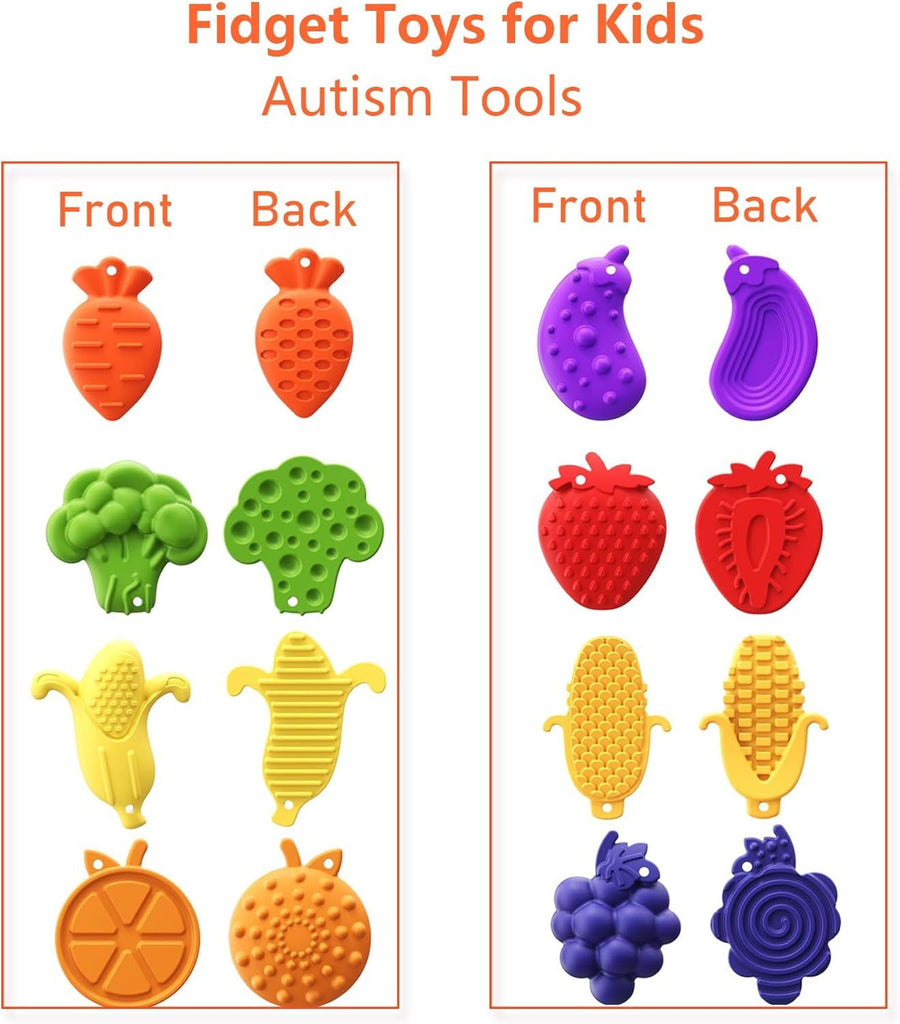 8Pcs Silicone Fruit Fidget Toy for Adults & Kids, Stress Relief & Anxiety Sensory Toys