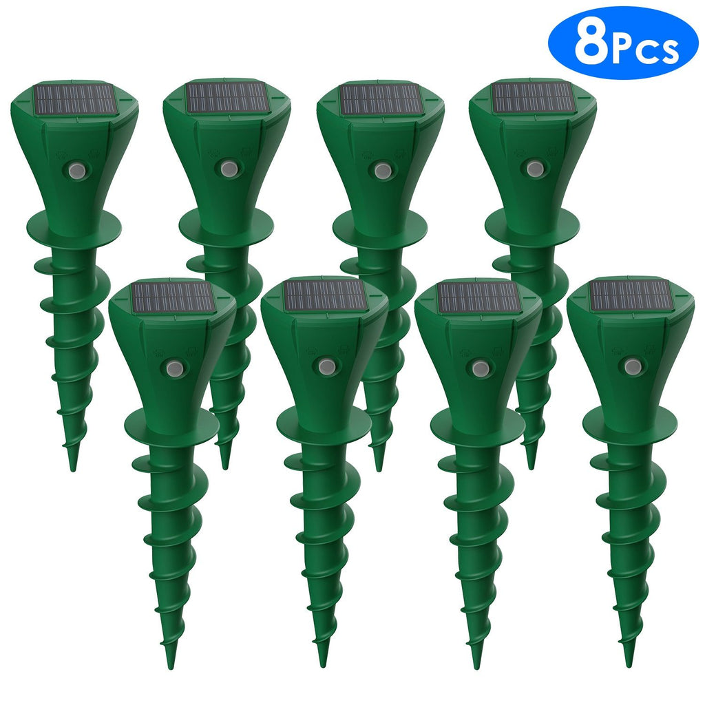 8Pcs Solar Powered Mole Repellent Waterproof Solar Animal Repellers for Moles Gophers Groundhogs Snakes Voles Outdoor Vibration Stake For Farm Garden Yard
