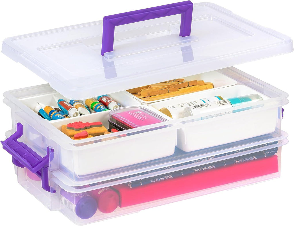 9 Qt. Plastic Craft Storage Container Bins with Lids, 1 Pack, Small Art & Office Supply Organizer Tote, Sensory Bins & Boxes for Home & University, Latchable, Stackable, Portable, Clear
