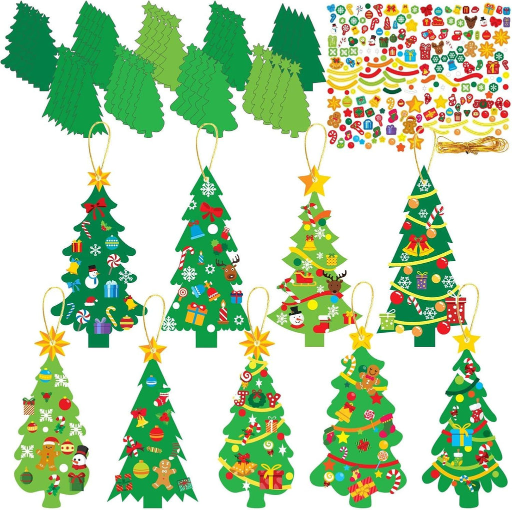 945Pcs DIY Christmas July Tree Craft Kit Kids Holiday Art Making Craft with Stickers, Make Your Own Christmas Bookmark Xmas Party Favor Decoration Home Classroom Game Activities