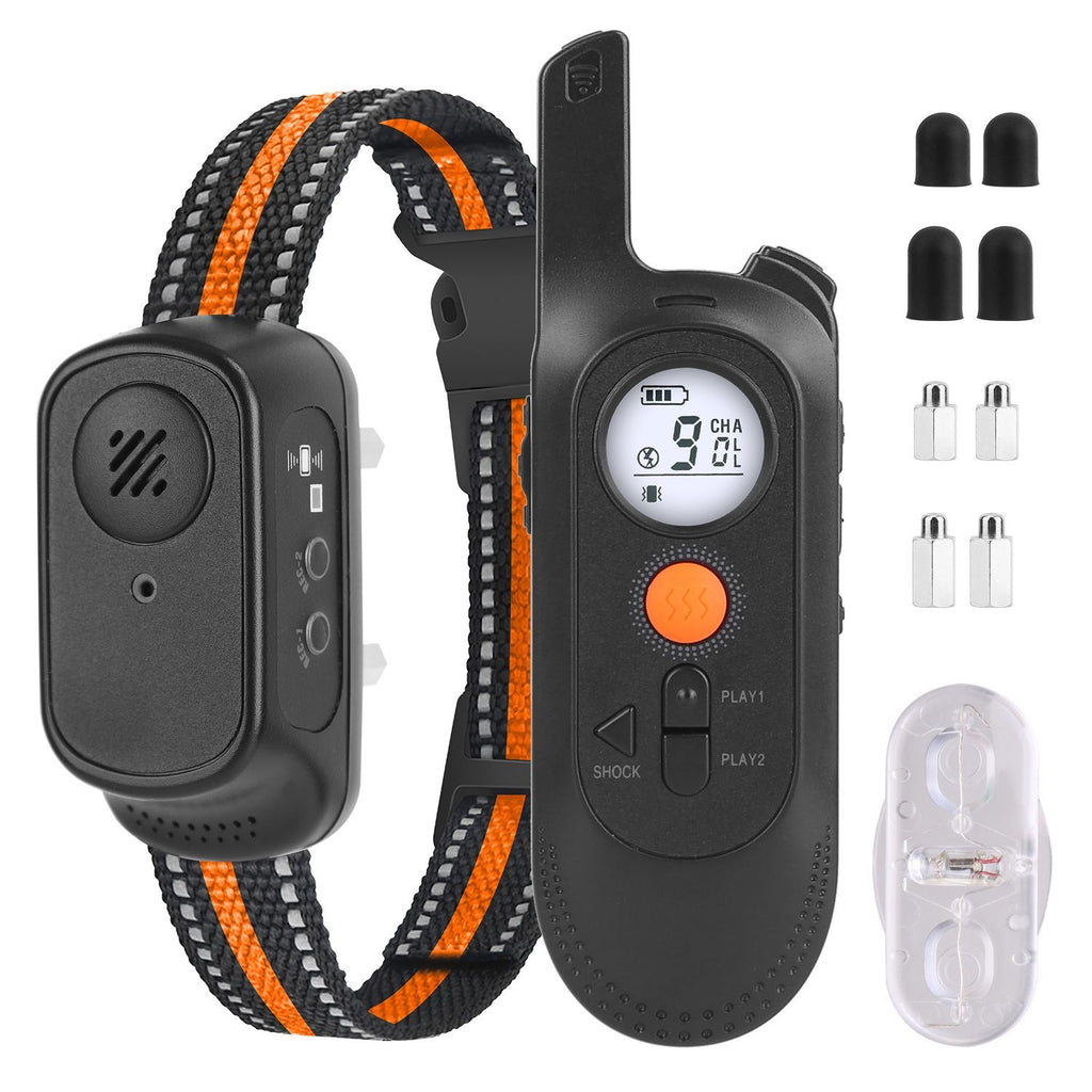 984FT Dog Training Collar IP65 Waterproof Pet Beep Vibration Electric Shock Collar 3 Channels Rechargeable Transmitter Receiver Trainer with Recording Safety Keypad Lock