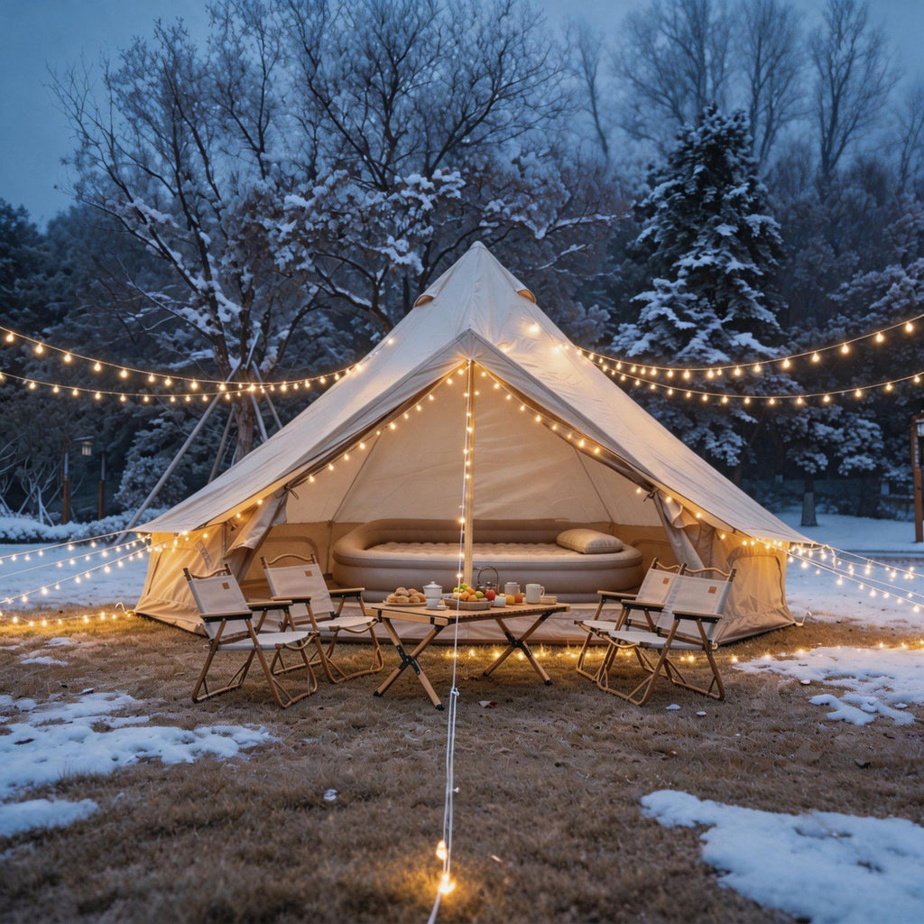 9.8FT 13.1FT Dual Size Options Bell Tent Waterproof Oxford Glamping Tent with Stove Jack, 4 Season Family Camping Yurt Tent OLFC0001