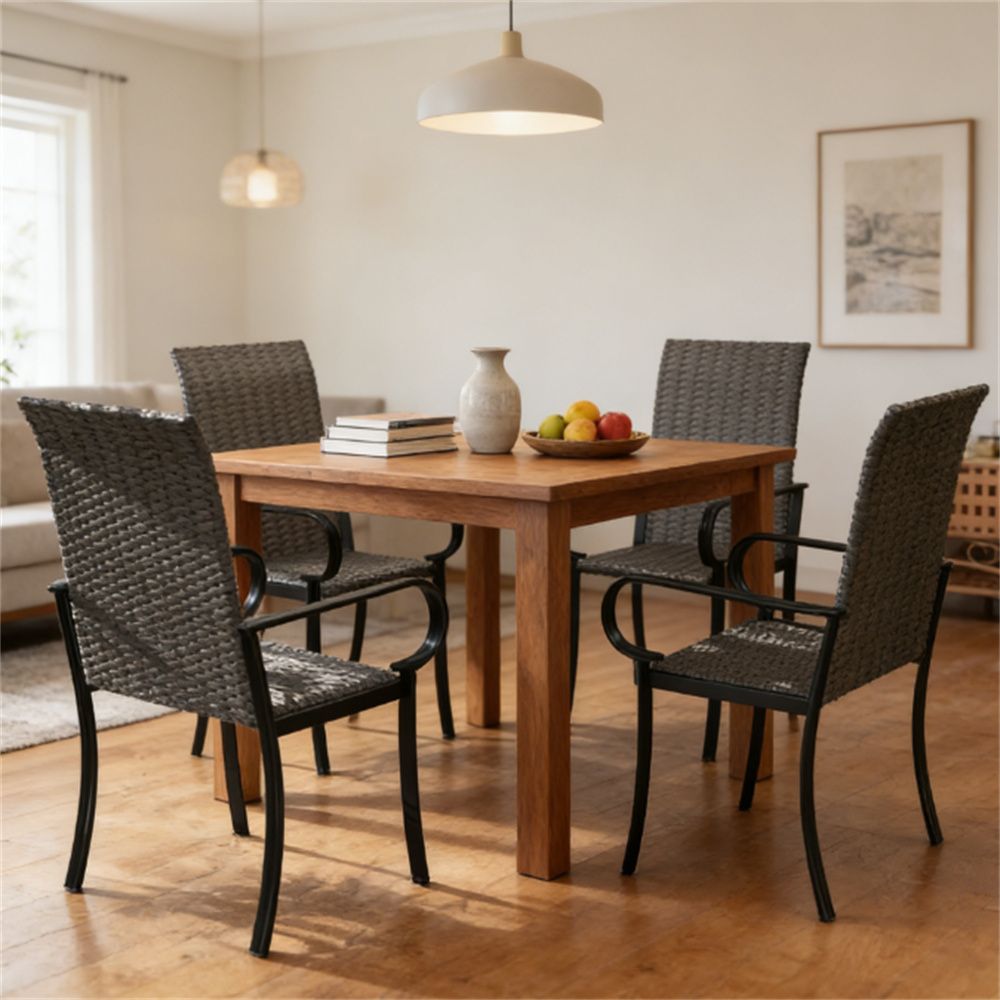 A set of 4 dining chairs, armchair, armchair, living room chair, brown(chair only)