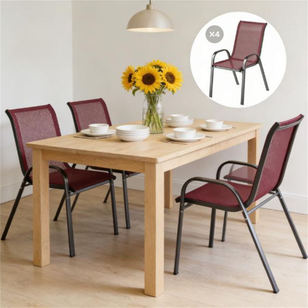 A set of 4 outdoor dining chairs, backrest chairs, terrace chairs, garden chairs, brown(chairs only)