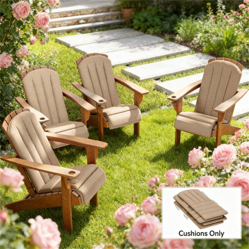 A set of 4 outdoor seat cushions, courtyard chair cushion, cushion, beige (cushion only)