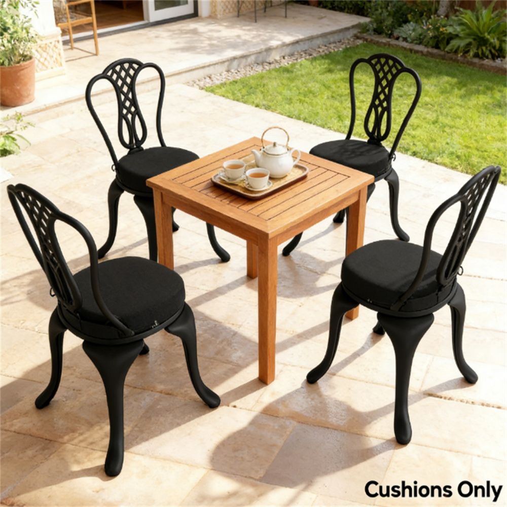 A set of 4 terrace chair cushions, circular cushion, dining chair cushion,black (cushion only)