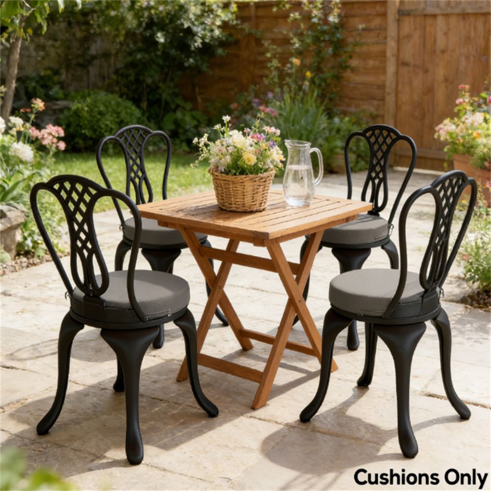 A set of 4 terrace cushions, circular cushion, garden cushion, dark gray(cushion only)