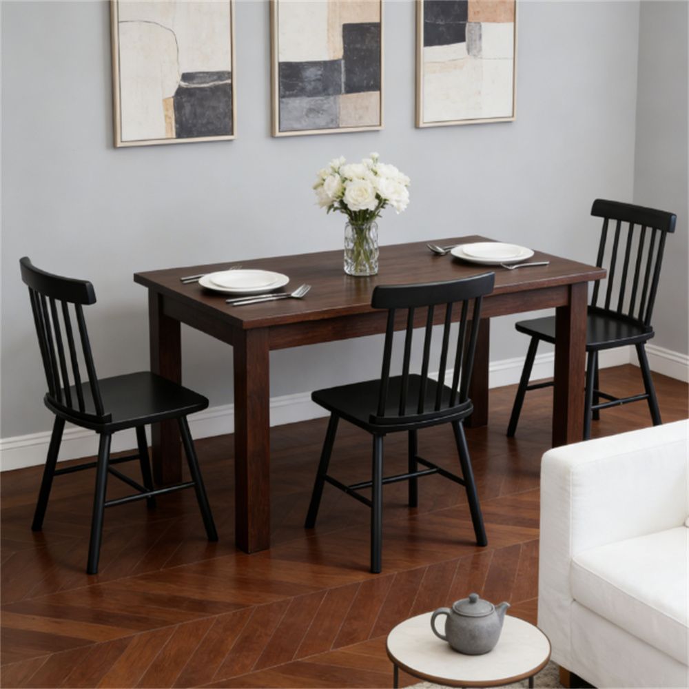 A set of four dining chairs, kitchen chair, wooden chair, armchair, black