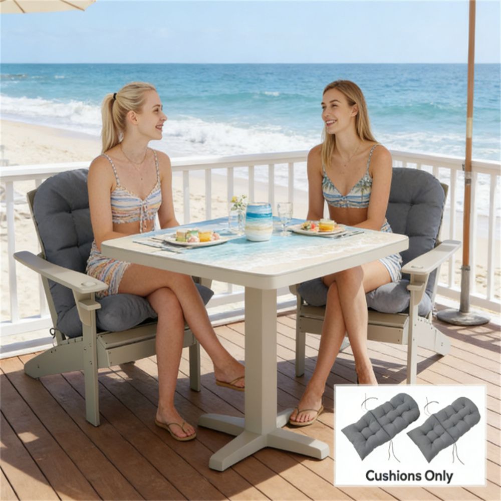 A set of two chair cushions, anti slip pad, gray (cushion only)