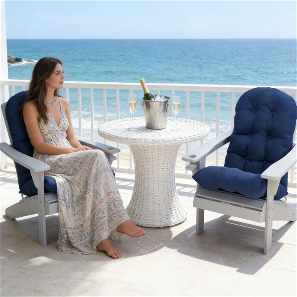 A set of two chair cushions, anti slip pad, navy blue (cushion only)