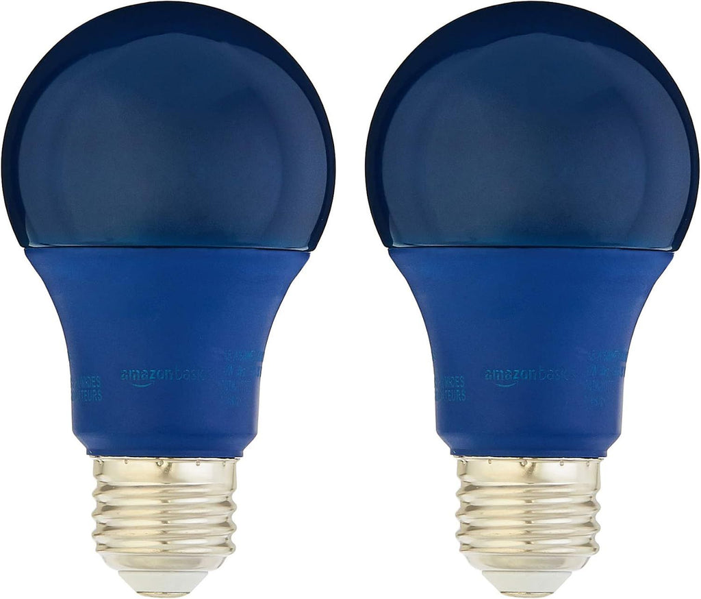 A19 Blue Color Party LED Light Bulb, 60 Watt Equivalent, Energy Efficient 9W, E26 Standard Base, Non-Dimmable, 10,000 Hour Lifetime, 2-Pack