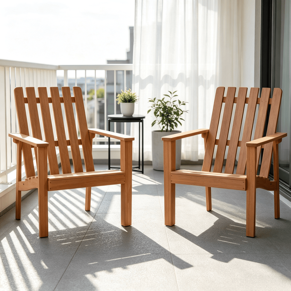 Acacia Wood Outdoor Patio Chair Slatted Backrest And Seat Built-in Armrest for Garden Yard Outdoor Living Space- Set of 2