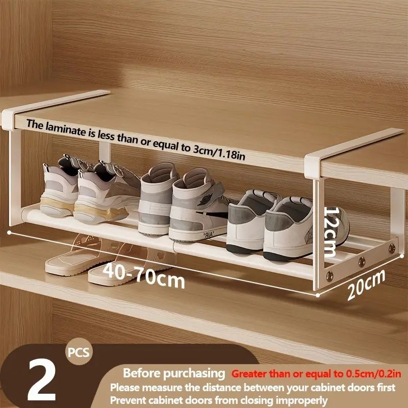 Adjustable And Expandable Shoe Rack, Stackable Iron Shoe Rack, Space Saving Hanging Rack, Suitable for Home Shoe Cabinet Storage, Bottom Basket, Wardrobe, Cabinet, Bathroom Sink C