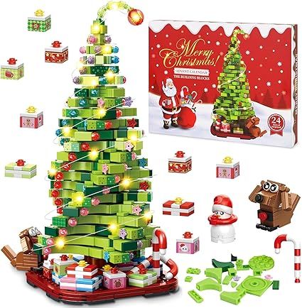 Advent Calendar 2025 Christmas Tree Building Blocks Set- 24 Days of Countdown Calendar Toys Gifts for for Adults Teens Girls Boys, 1206 Pieces