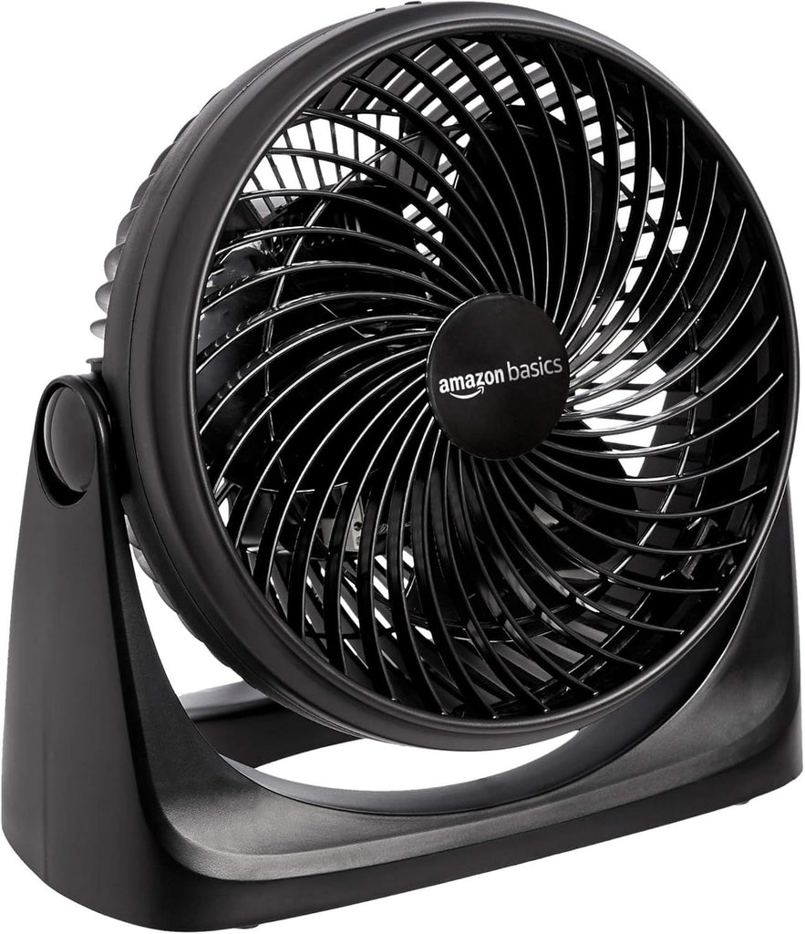 Air conditioning circulating desk fan, suitable for bedrooms, homes, and offices, 90 degree tilt head, 3-speed, heat dissipation, 35 watts, black, 11.1 inches wide x 6.3 inches deep x 10.9 inches high