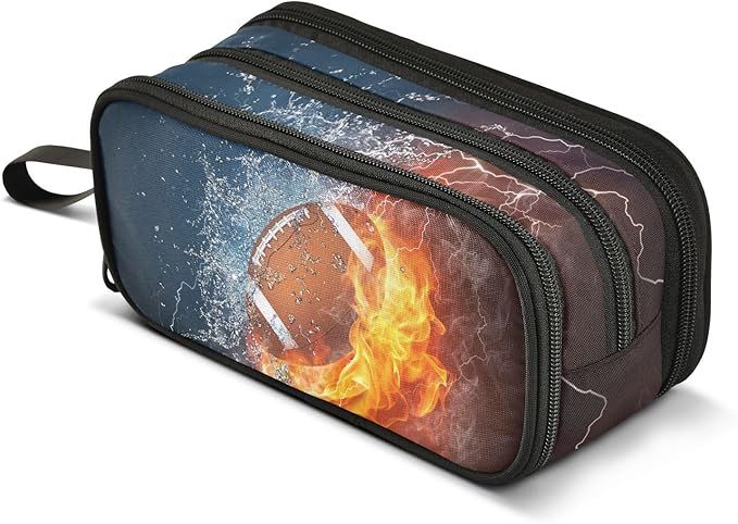 Airplanes Blue Pencil Case Box Boys Girls Large Pencil Pouch with Zipper Compartments Big Capacity Stationery Pen Bag Organizer for Kids Teens Adults School