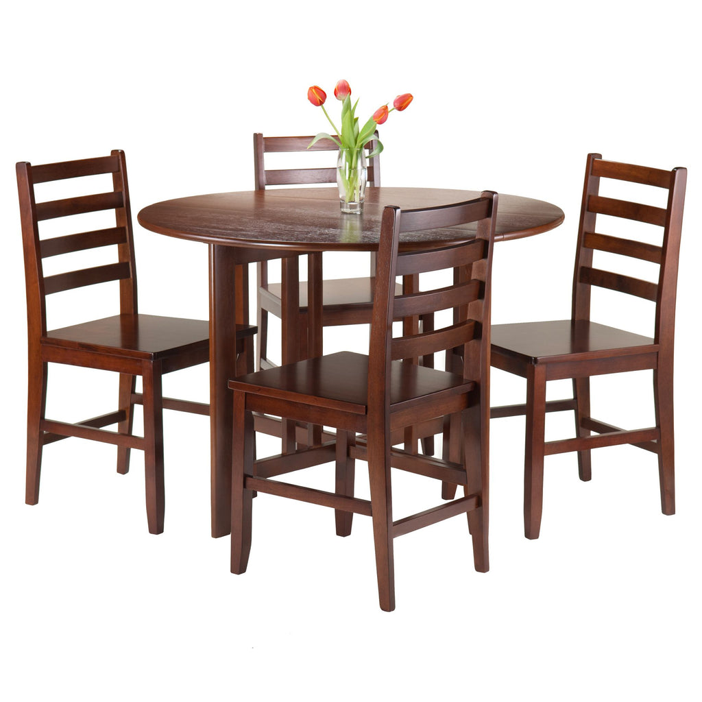 Alamo 5-Pc Round Drop Leaf Table with 4 Hamilton Ladder Back