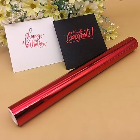 Alinacutle Red Color Laser Toner Reactive Foil Sheet Metallic Transfer Hot Foil Film for Scrapbooking Paper Crafts/Planner/Invitation, 7.60IN Width,16.40FT Length,1/PK