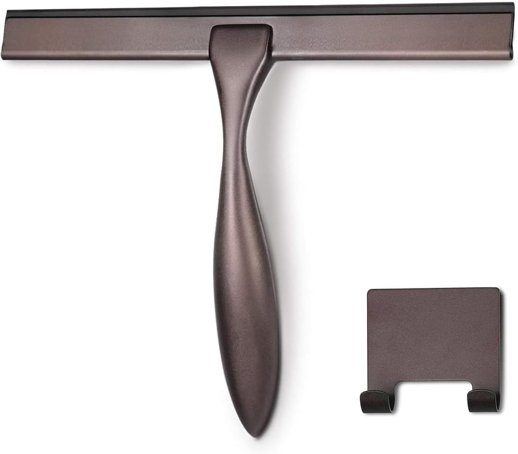 All-Purpose Shower Squeegee for Shower Doors, Bathroom, Window and Car Glass - Bronze, Stainless Steel, 12 Inches