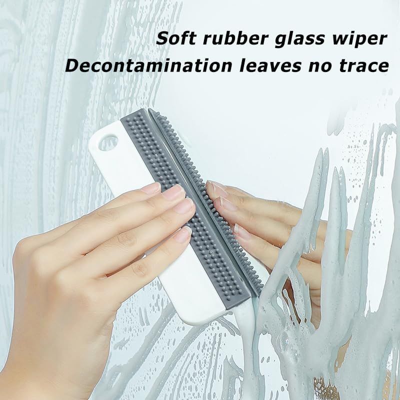 All-Purpose Soft Rubber Window Squeegee Window Scrubber Scraper Glass Cleaning Squeegee Tool for Glass, Shower Door,Mirrors,Bathroom,Kitchen Countertops,Car Windshield (1)