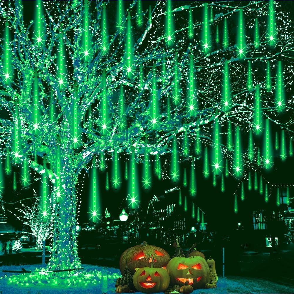 alloween Outdoor Meteor Shower Lights – 192 LED Falling Rain Icicle Lights