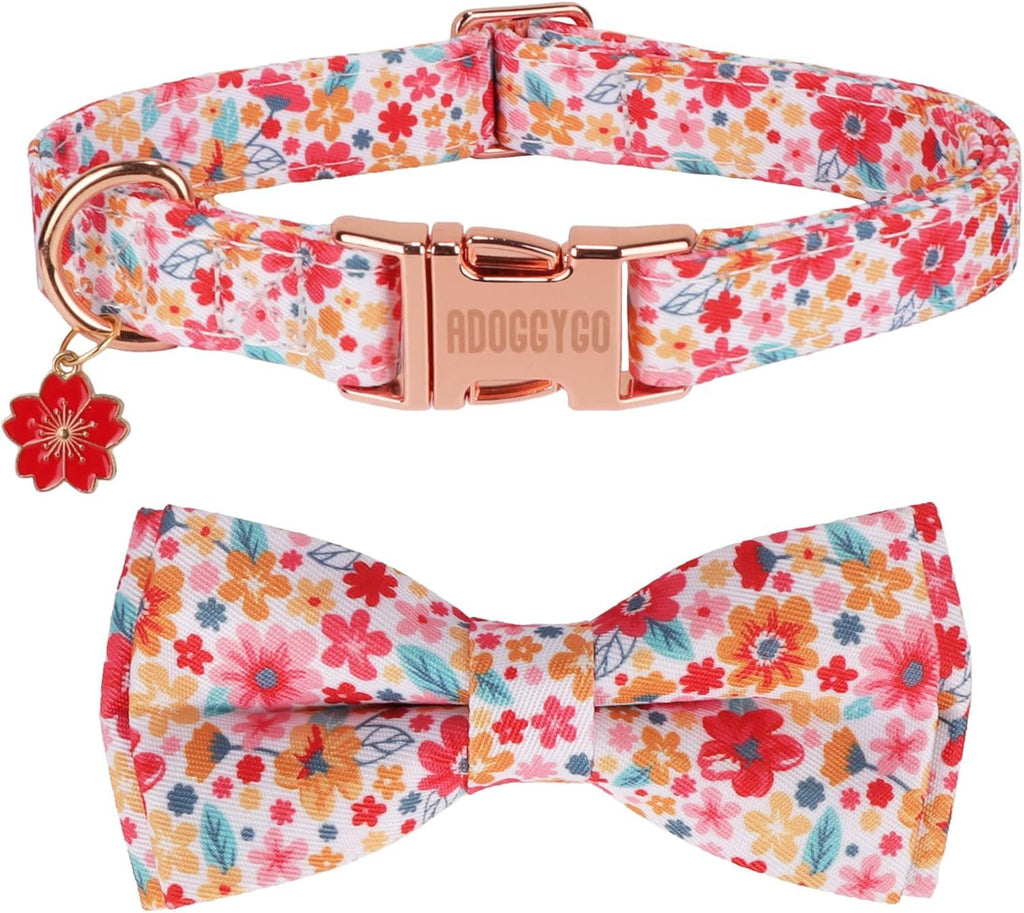 American Flag Dog Collar with Detachable Bowtie, Adjustable 4th of July Patriotic Collars for Small Medium Large Dogs Pets (Small)