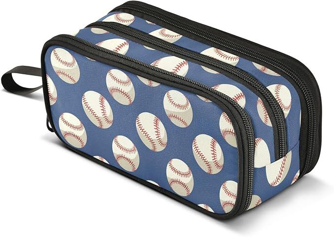 American Football Pencil Case Box Boys Girls Large Pencil Pouch with Zipper Compartments Big Capacity Stationery Pen Bag Organizer for Kids Teens Adults School