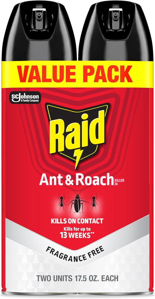 Ant & Roach Killer 26, Fragrance Free Bug Killer for Home Use, Kills Bugs on Contact, 17.5 Oz, 2 Count